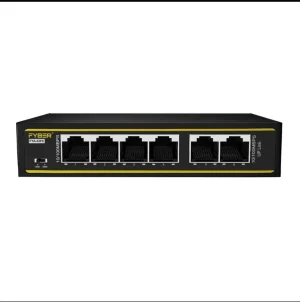 FYBER 4PORT POE SWITCH + 2PORT UPLINK (10/100) 4 Ports 100 Mbps Smart Network Switch (Black)