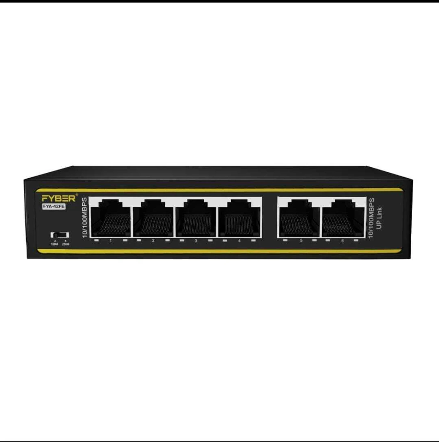 FYBER 4PORT POE SWITCH + 2PORT UPLINK (10/100) 4 Ports 100 Mbps Smart Network Switch (Black)